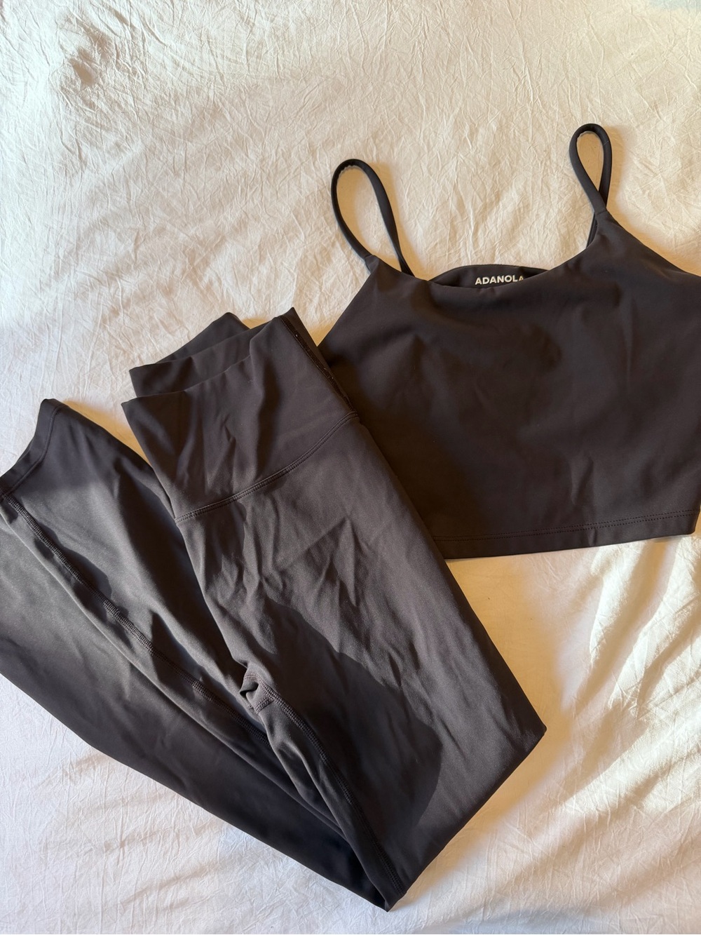 ADANOLA brown Athletic Crop Top & Leggings Set